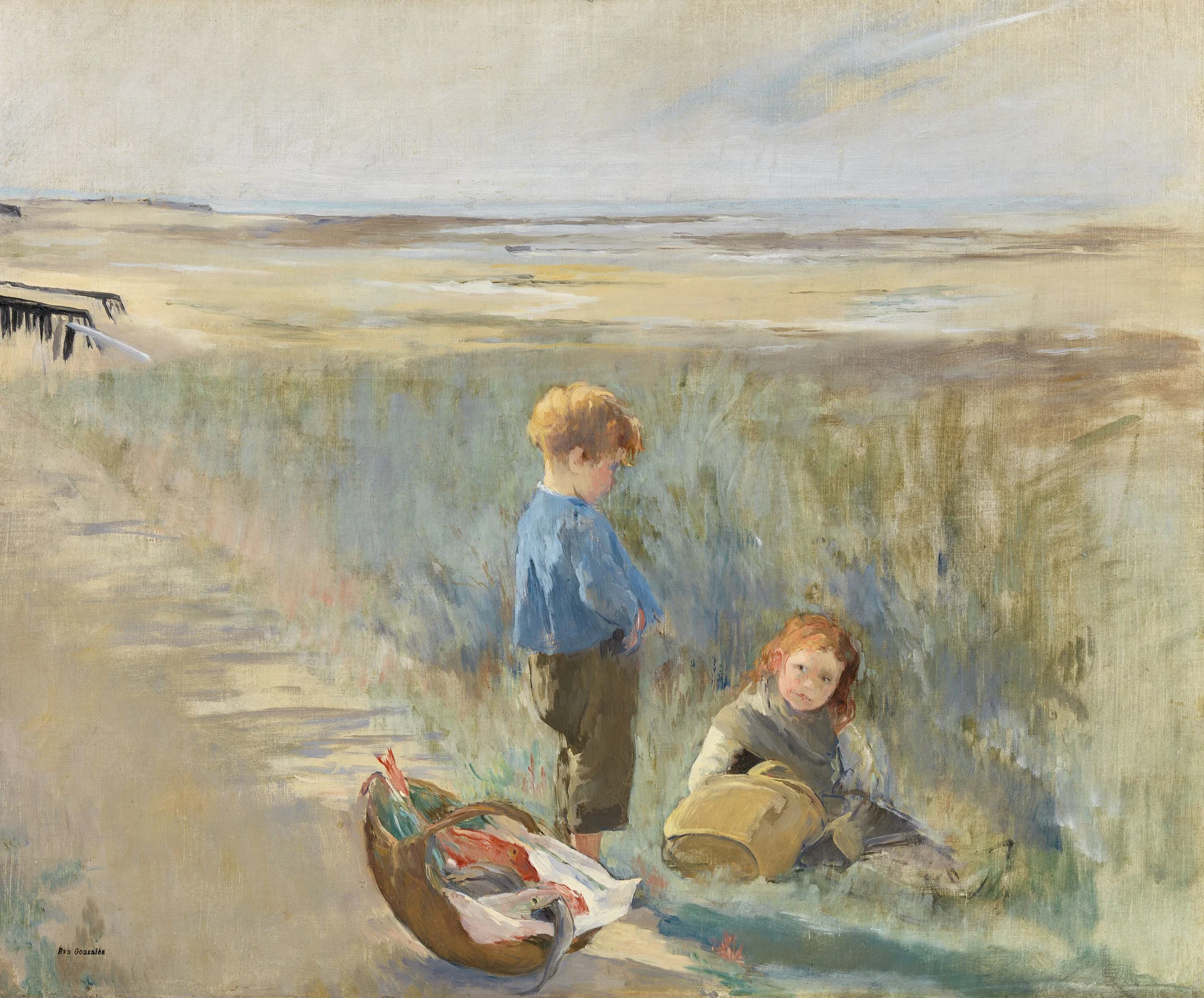 Eva Gonzalès (1847–1883) — Impressionist Audacity — Children on the Sand Dunes, Grandcamp